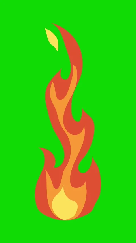 Burning Fire Animated Symbol on Green Background Stock Footage 331533544