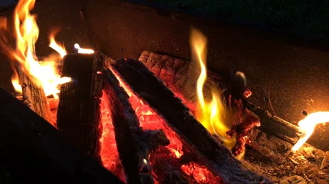 Burning fire for barbecue Stock Footage 68745213