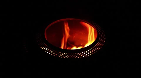 Burning Fire Barrel at Night Stock Footage 67648580