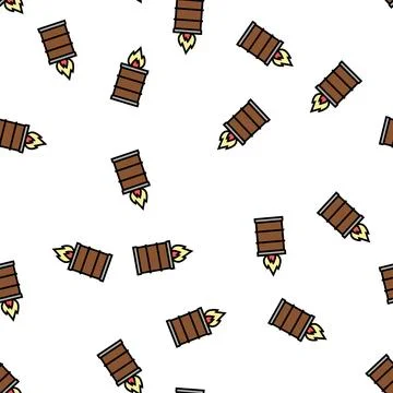 Burning fire in barrel vector seamless pattern 스톡 일러스트