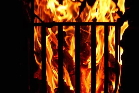 Burning fire basket Stock Photos