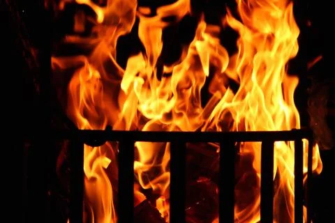 Burning fire basket Stock Photos