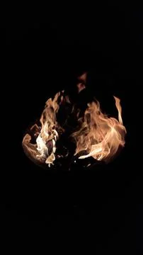 Burning fire on black background and portrait mode 01 Stock Photos