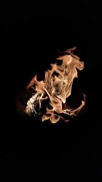 Burning fire on black background and portrait mode 03 Stock Photos