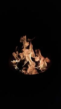 Burning fire on black background and portrait mode 04 Stock Photos