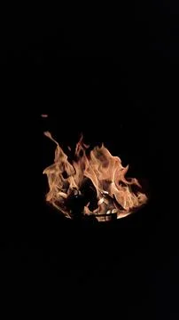 Burning fire on black background and portrait mode 08 Stock Photos