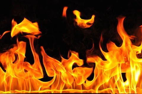 Burning fire on black background Stock-Fotos