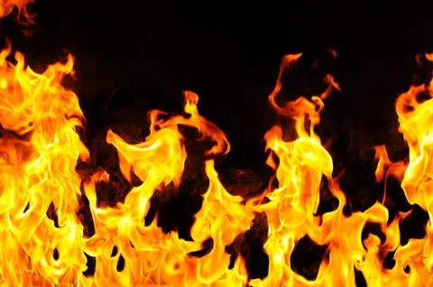 Burning fire on black background Foto stock
