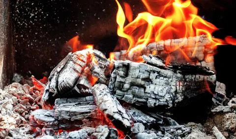 Burning fire on a black background Stock Photos
