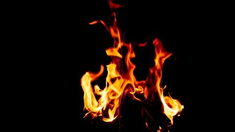 Burning fire on a black background Stock Photos