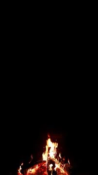 The Burning fire on a black background with space 스톡 사진