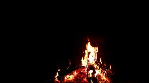 The Burning fire on a black background with space Stock Photos