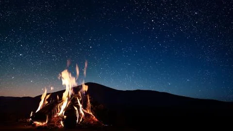 The Burning fire on a black background with space 스톡 사진