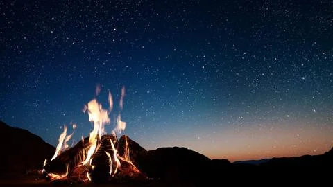 The Burning fire on a black background with space Foto stock