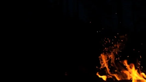 Burning fire. Bonfire. Closeup of flames burning on black background, slow motio Stock Footage 118229770