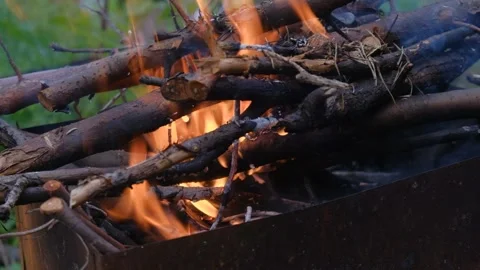 Burning fire. Bonfire. Closeup of flames burning slow motion effect background Stock Footage 141169532