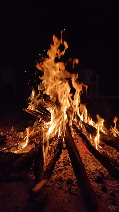 Burning fire. Bonfire. Closeup of flames burning slow motion. Video stock 146397967