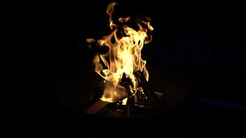Burning fire. Bonfire. Closeup of flames burning on black background Stock Footage 153799946
