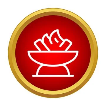 Burning fire brazier in red circle icon Stock Illustration