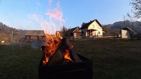 Burning fire in brazier. Super slow motion. Stock Footage 122809656
