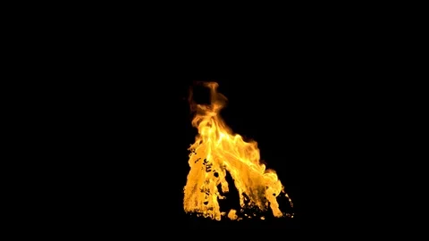 Burning fire building collapsing isolated on black Stock Footage 103605753
