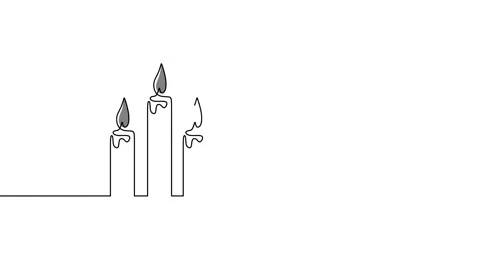 Burning fire candle  one line animation. Happy diwali Deepavali Diwali Stock Footage 227546217