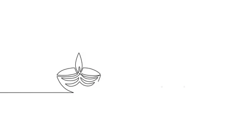 Burning fire candle one line animation. Happy diwali Deepavali Diwali Stock Footage 227546861