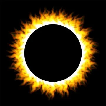Burning fire circle isolated on black background Stock Illustration