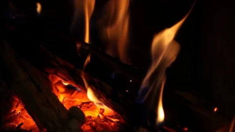 Burning fire. Close up footage of yellow fire flames Video stock 77382472