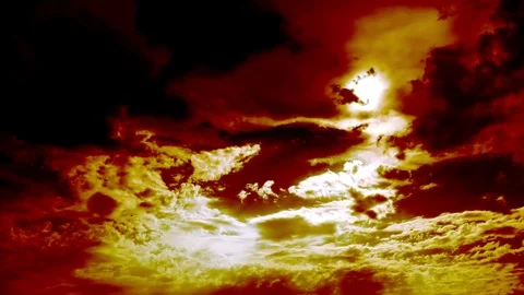 Burning Fire Clouds like Devil Hell Stock Footage 90551659