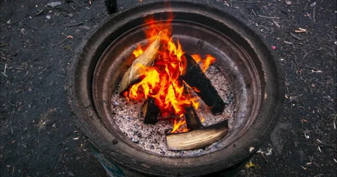 Burning fire to coals. Zoom.Time Lapse. Stock Footage 155086260