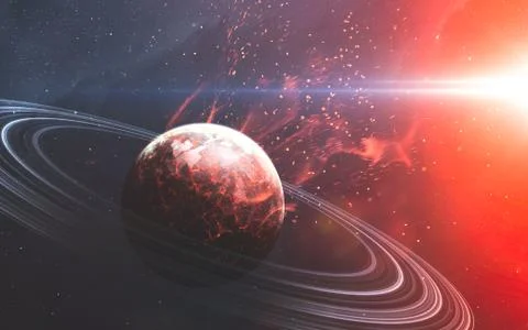 Burning fire in cosmos Foto stock