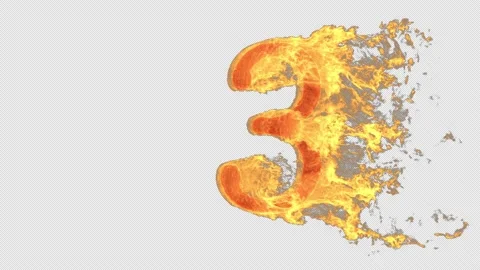 Burning fire countdown on an alpha channel background. Video stock 228395475