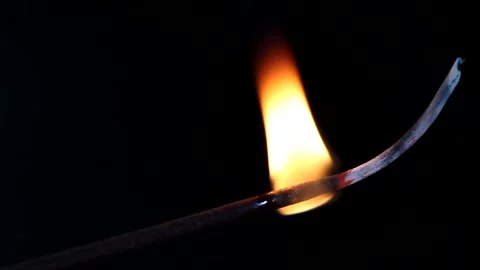 Burning fire in dark background of a incense stick. Stock Footage 134940544