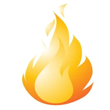 Burning fire drawing in a flat style isolated on a white background. Vector Stock Illustration