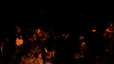 Burning fire edge and flame wall on black background for cinematic transitions Stock Footage 326167995