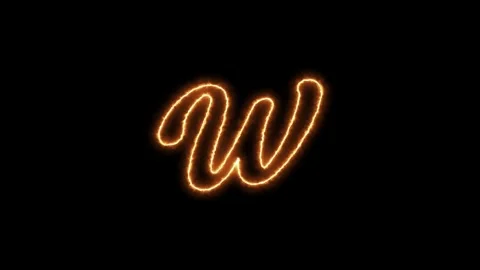 Burning Fire Effect Capital Letter W Animation Isolated Overlay Video stock 346011356