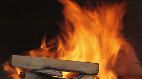 Burning fire in the fireplace Stock Footage 35573984