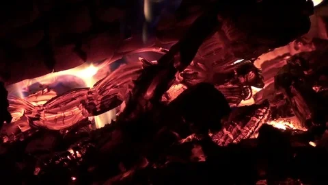 Burning fire in a fireplace Stock Footage 73498770