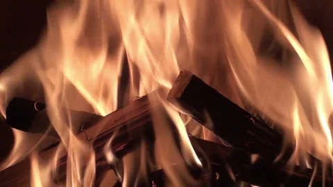 Burning fire in a fireplace Stock Footage 73499693