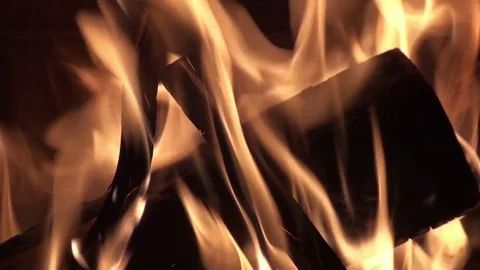 Burning fire in a fireplace Stock Footage 73499809