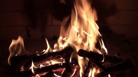 Burning fire in a fireplace Stock Footage 73500231