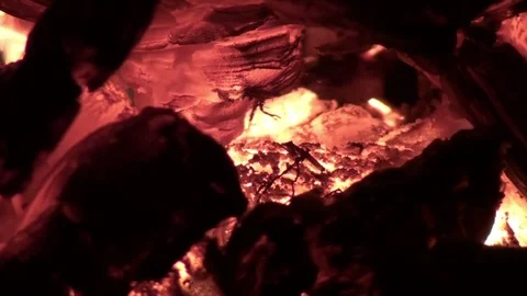 Burning fire in a fireplace Stock Footage 73500640