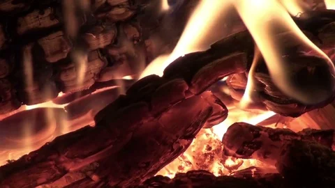 Burning fire in a fireplace Stock Footage 73500678