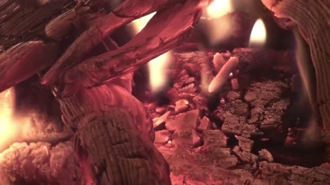 Burning fire in a fireplace Stock Footage 73500784