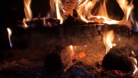 Burning Fire in the Fireplace. Stock Footage 82923504