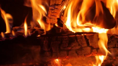 Burning Fire in the Fireplace. Stock Footage 82923551