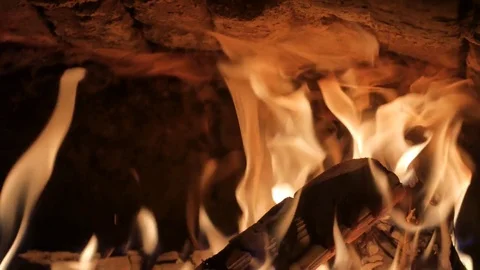 Burning Fire in the Fireplace. Stock Footage 82923661