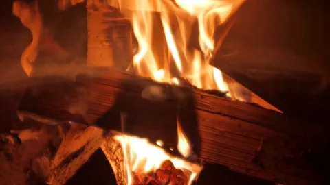 Burning Fire in the Fireplace. Stock Footage 82923724