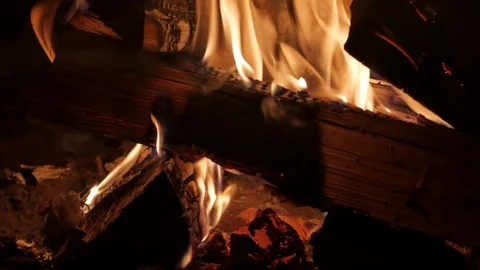 Burning Fire in the Fireplace. Stock Footage 82923822